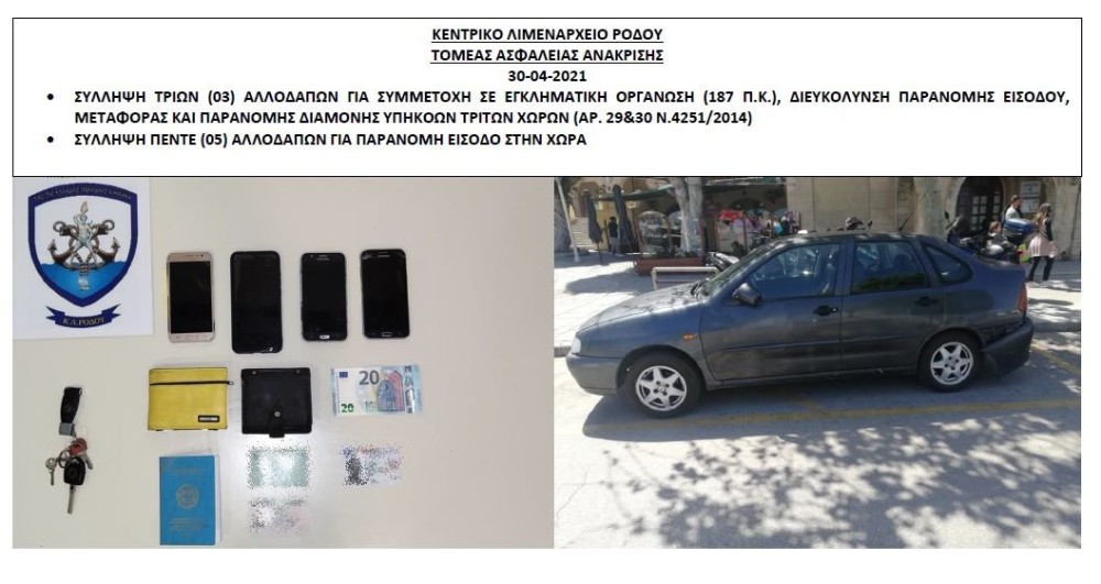 Σύλληψη αλλοδαπών για συμμετοχή σε εγκληματική οργάνωση στη Ρόδο