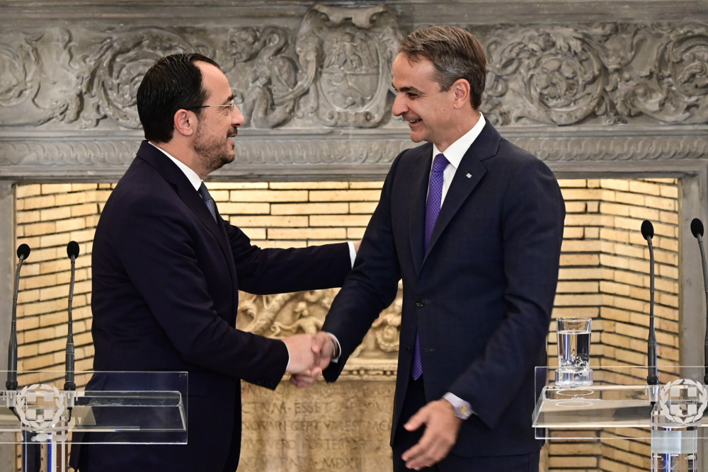 Συνάντηση Μητσοτάκη-Χριστοδουλίδη στο Μαξίμου στο πλαίσιο της 3ης Διακυβερνητικής Συνόδου Ελλάδας-Κύπρου