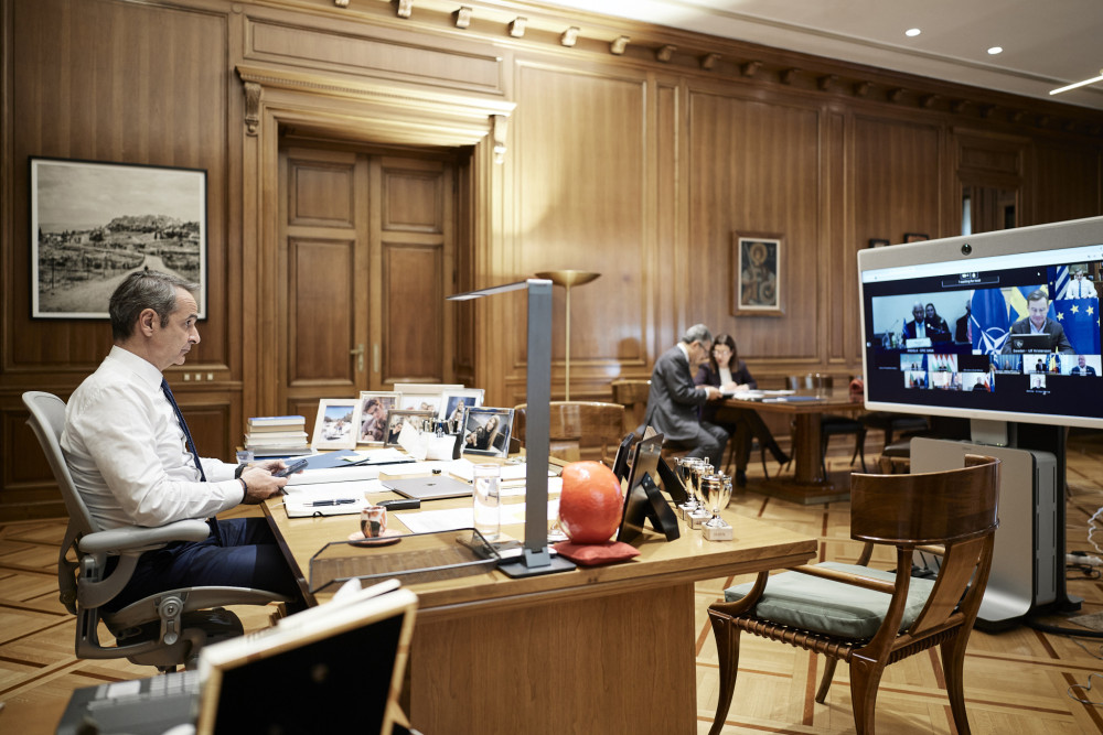 Ο Κυριάκος  Μητσοτάκης συμμετείχε στην τηλεδιάσκεψη της ΕΕ για την Ουκρανία
