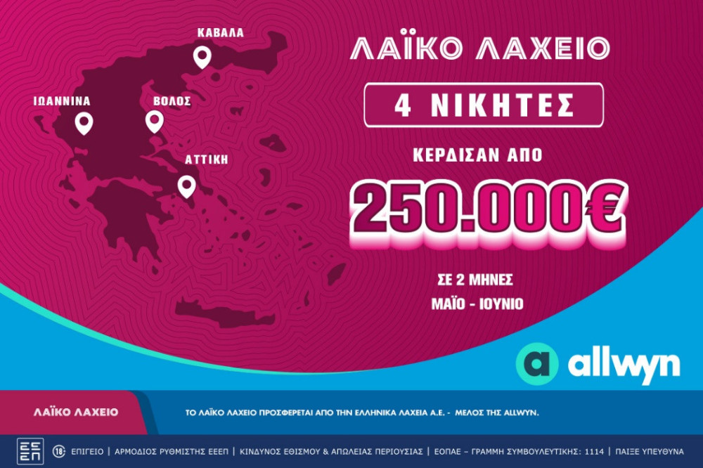 Σε Αττική, Ιωάννινα, Βόλο και Καβάλα οι μεγάλοι νικητές του Λαϊκού Λαχείου