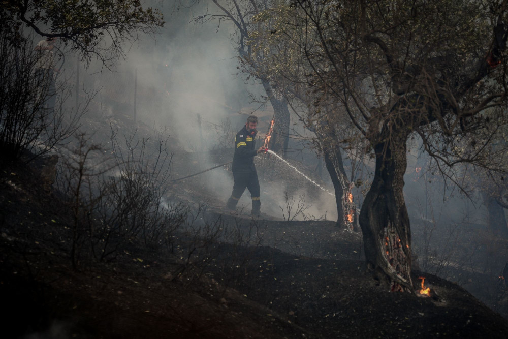 Μυτιλήνη: Πυροσβέστης τραυματίστηκε στη μάχη με τις φλόγες στο Πλωμάρι