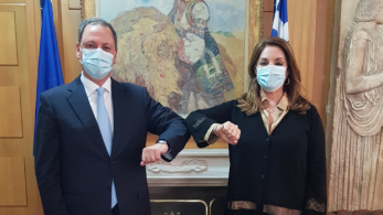 Συνάντηση Λιβανού με την πρόεδρο του ΕΟΤ, Άντζελα Γκερέκου