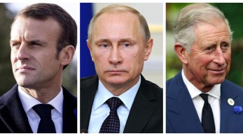 Μακρόν, Κάρολος και Πούτιν στην παρέλαση της 25ης Μαρτίου