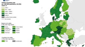 Χάρτης ECDC: «Πράσινη» για τρίτη εβδομάδα η Ελλάδα στο δείκτη θετικότητας