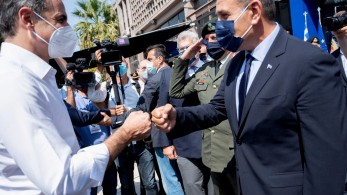 Το περίπτερο του υπουργείου Αμυνας στην 85η ΔΕΘ εγκαινίασαν ο πρωθυπουργός και ο Ν. Παναγιωτόπουλος