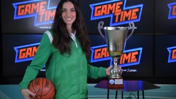 Η Κυπελλούχος βολεϊμπολίστρια του Παναθηναϊκού Μανωλίνα Κωνσταντίνου στο ΟΠΑΠ Game Time ΜΠΑΣΚΕΤ