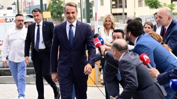 Ευρωεκλογές: στα γραφεία της Νέας Δημοκρατίας ο Κυριάκος Μητσοτάκης