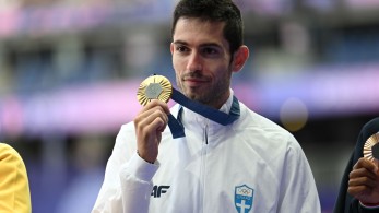 Ολυμπιακοί Αγώνες: η απονομή του χρυσού μεταλλίου στον Μίλτο Τεντόγλου