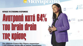 Διαβάστε στην εφημερίδα «το Μανιφέστο»: Ανατροπή κατά 64% του brain drain της κρίσης